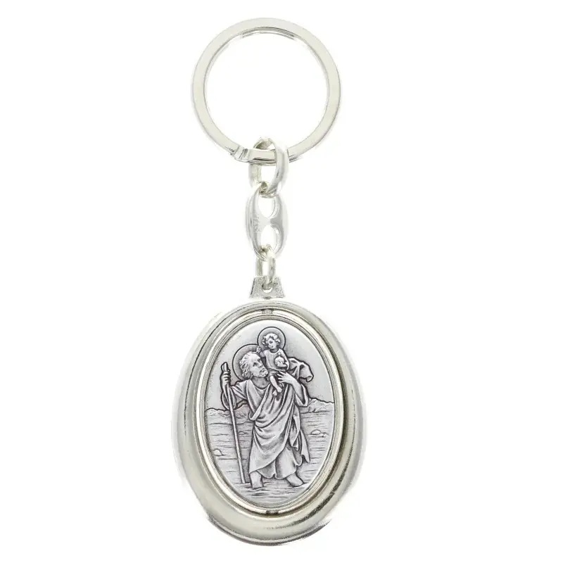 Porte clé de l'Apparition de Lourdes et de Saint Christophe