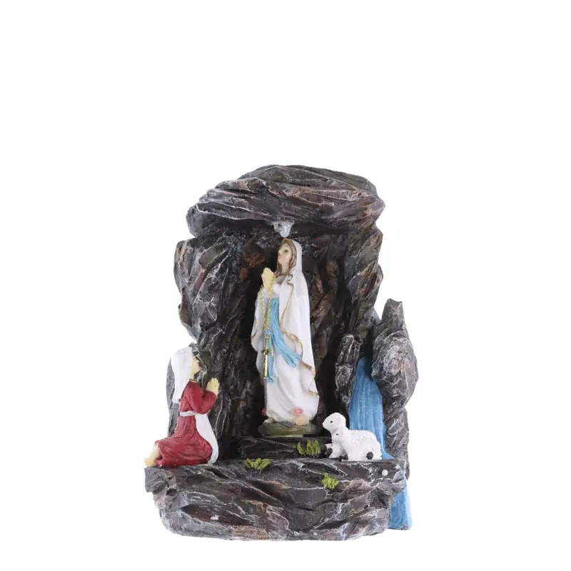 Statue de l'apparition de Lourdes dans la grotte avec une lumière 15cm