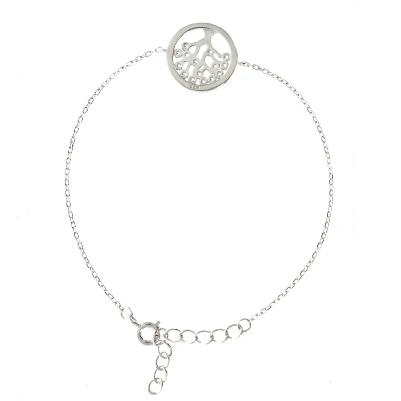 Bracelet en argent de l'arbre de vie avec strass