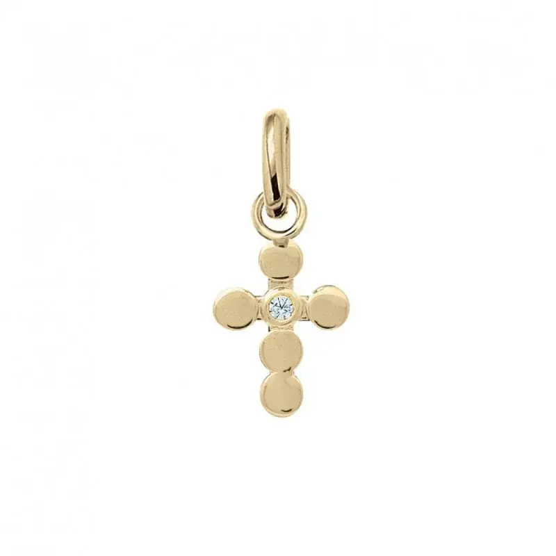 Croix en plaqué or 40mm avec strass