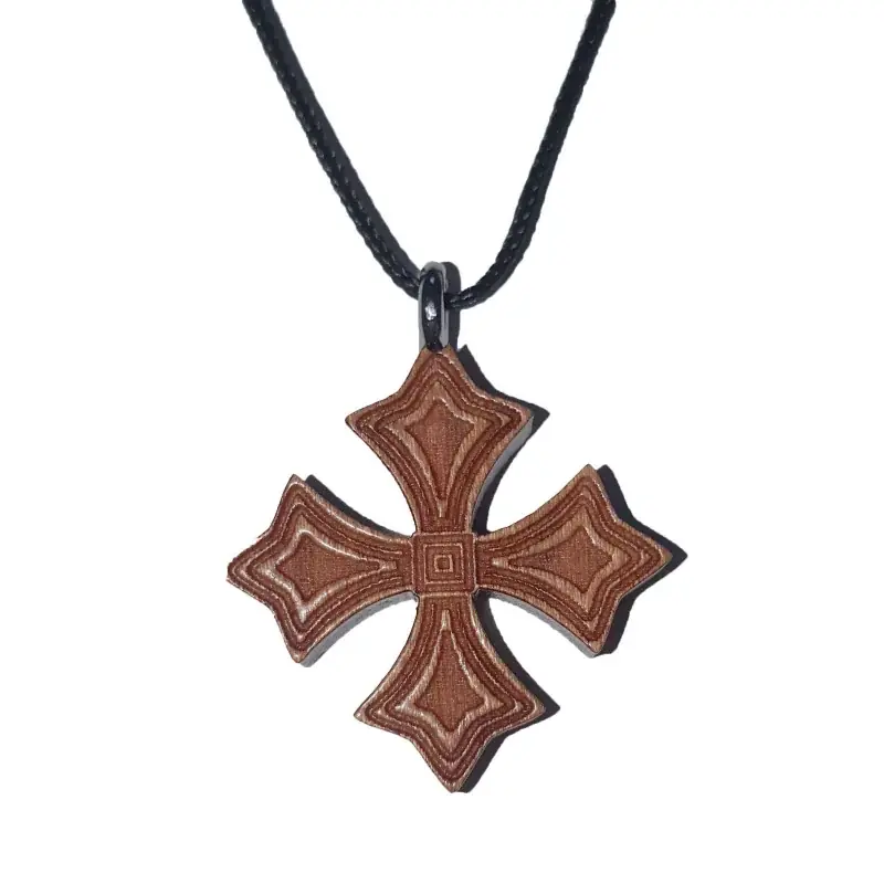 Collier Croix en bois d'érable de 2,8cm avec cordon
