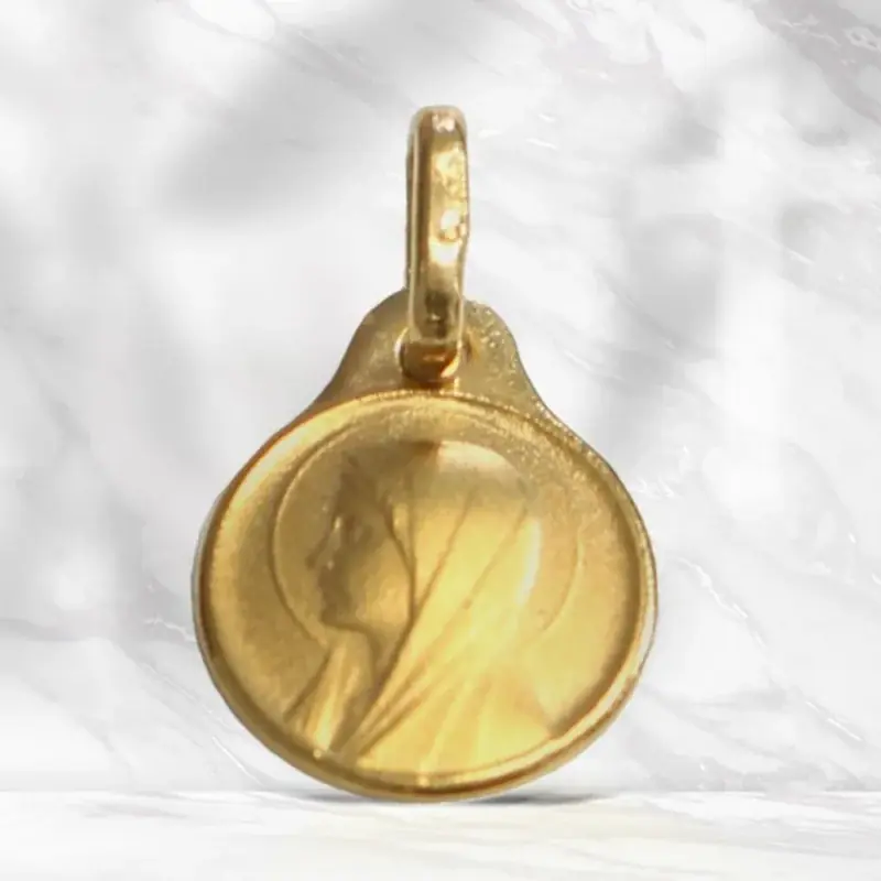 Médaille Or 18 carats de la Vierge de profil 9mm