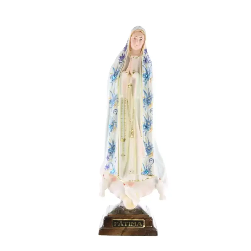Statue N. Dame de Fatima manteau avec fleurs et brillants 27cm