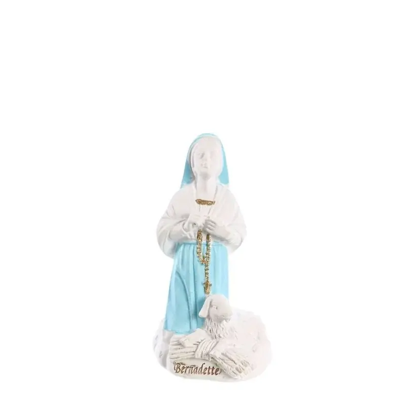 Statue résine de Sainte Bernadette blanche et bleue de 6cm