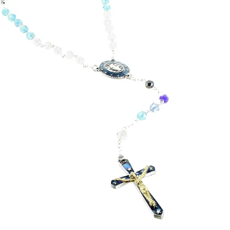 Chapelet en verre de la Vierge Miraculeuse avec sa boîte illustrée