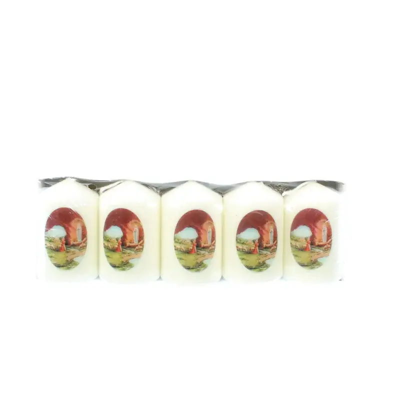 Lot de 5 bougies de l'Apparition de 6cm