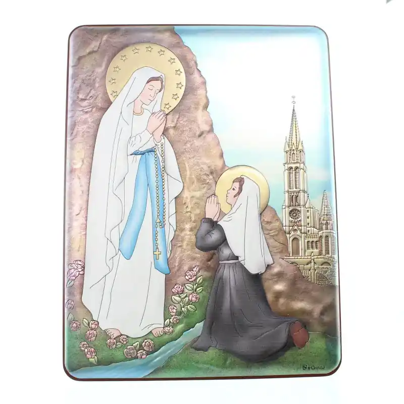 Cadre Apparition de Lourdes en couleur de 16x21cm