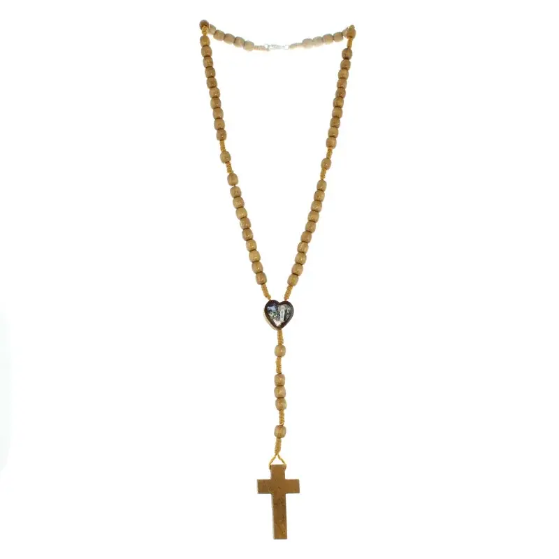 Chapelet en corde avec coeur Apparition de Lourdes
