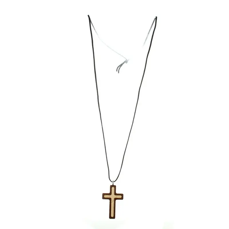 Croix ensemble en bois d'érable de 4cm avec cordon