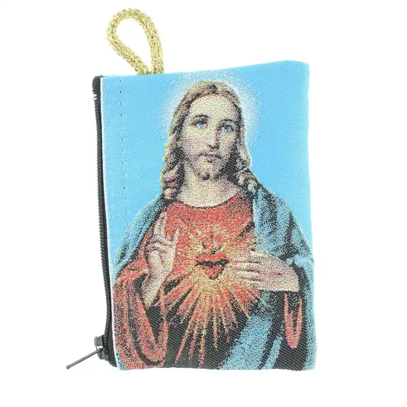 Etui à Chapelet en fil doré 10x7 cm décoré des Cœurs Unis