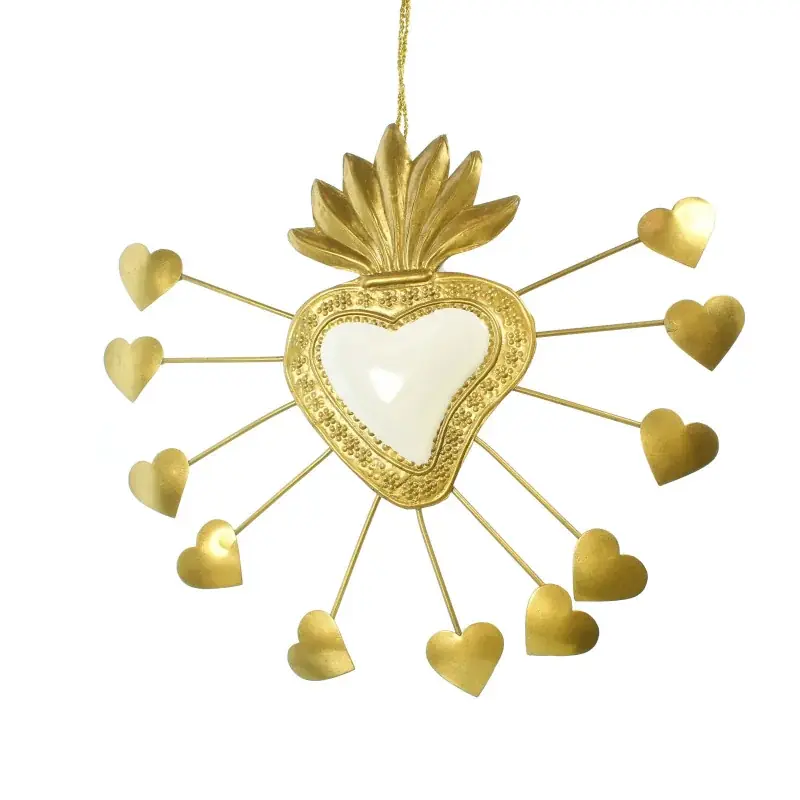 Pendentif en métal Ex-votos avec coeur et mini coeurs