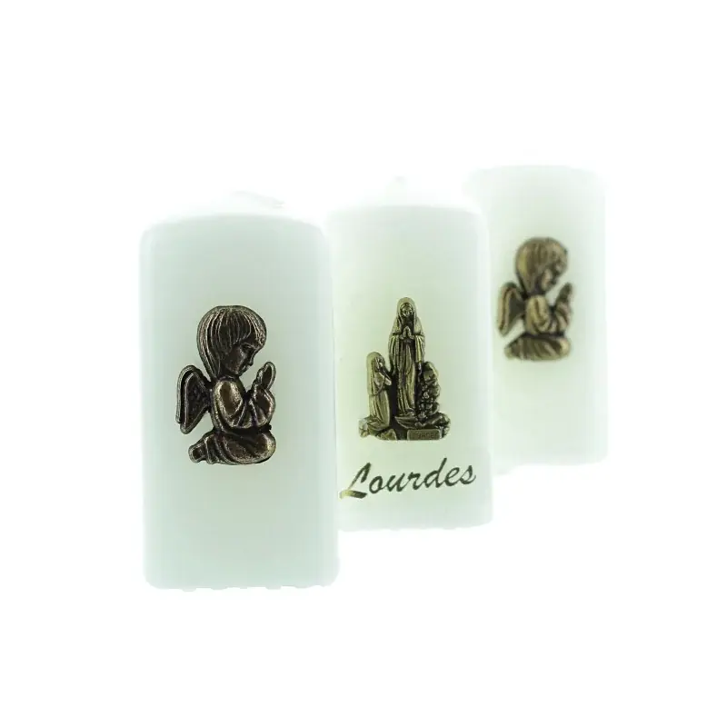 Lot de 3 bougies Apparition et Anges 6x3cm