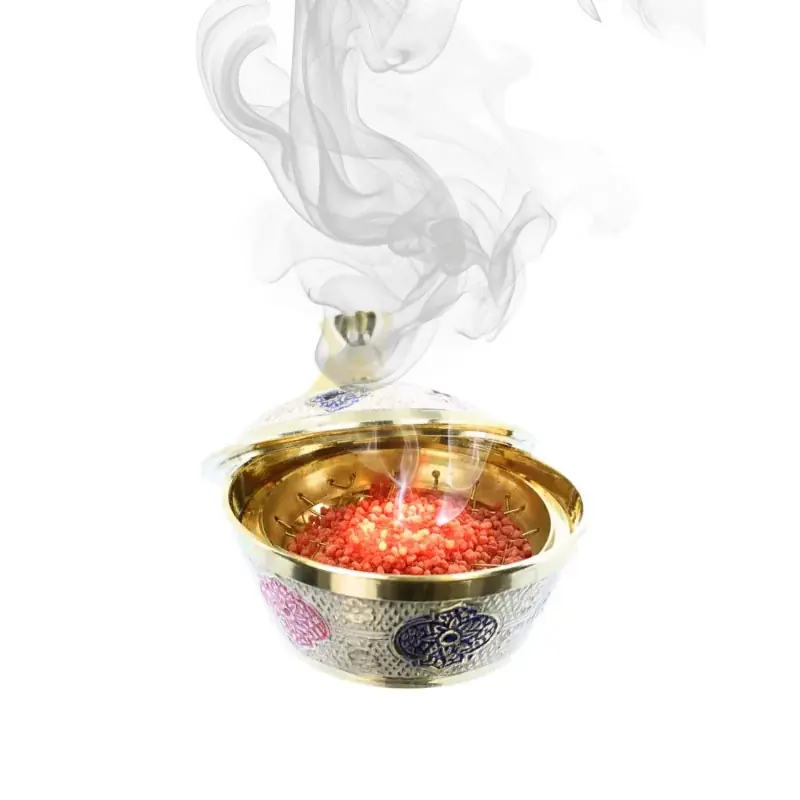 Brûle encens en laiton avec grille 7,5x8cm