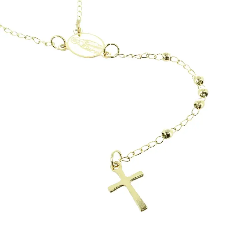Collier Chapelet en acier doré avec coeur de l'Apparition