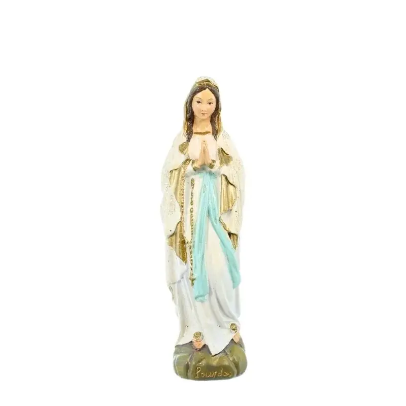 Statue Notre Dame de Lourdes à paillettes en résine 14cm