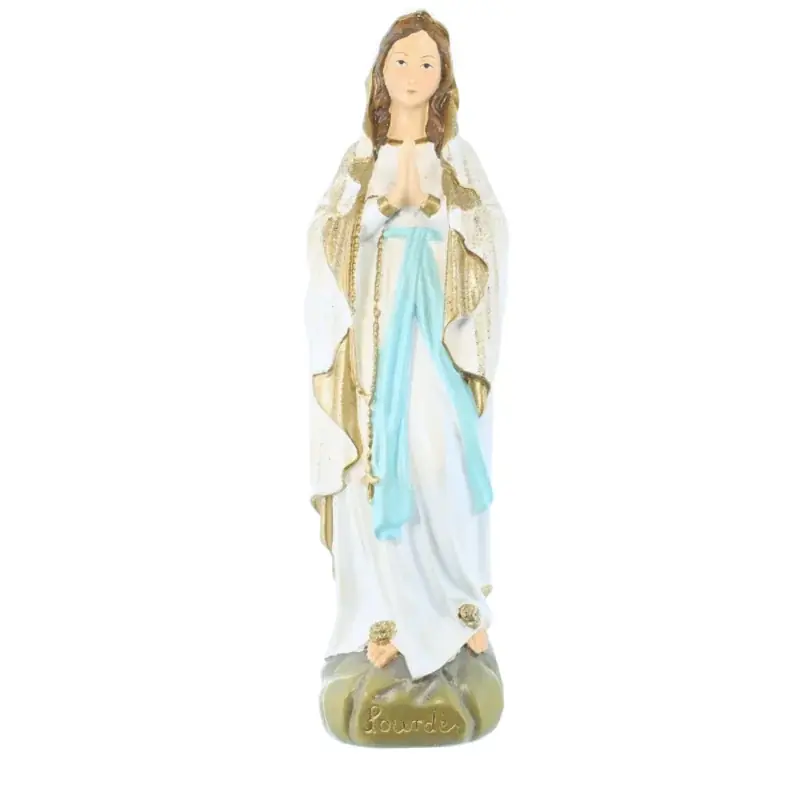 Statue Notre Dame de Lourdes à paillettes en résine 36cm