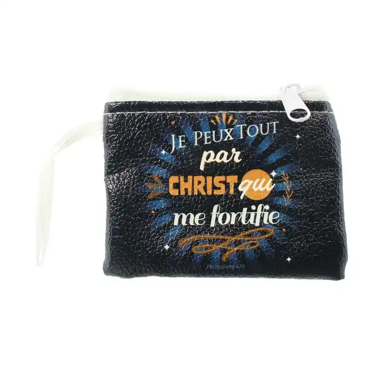 Porte monnaie "Je peux tout par Christ qui me fortifie" 9x11cm