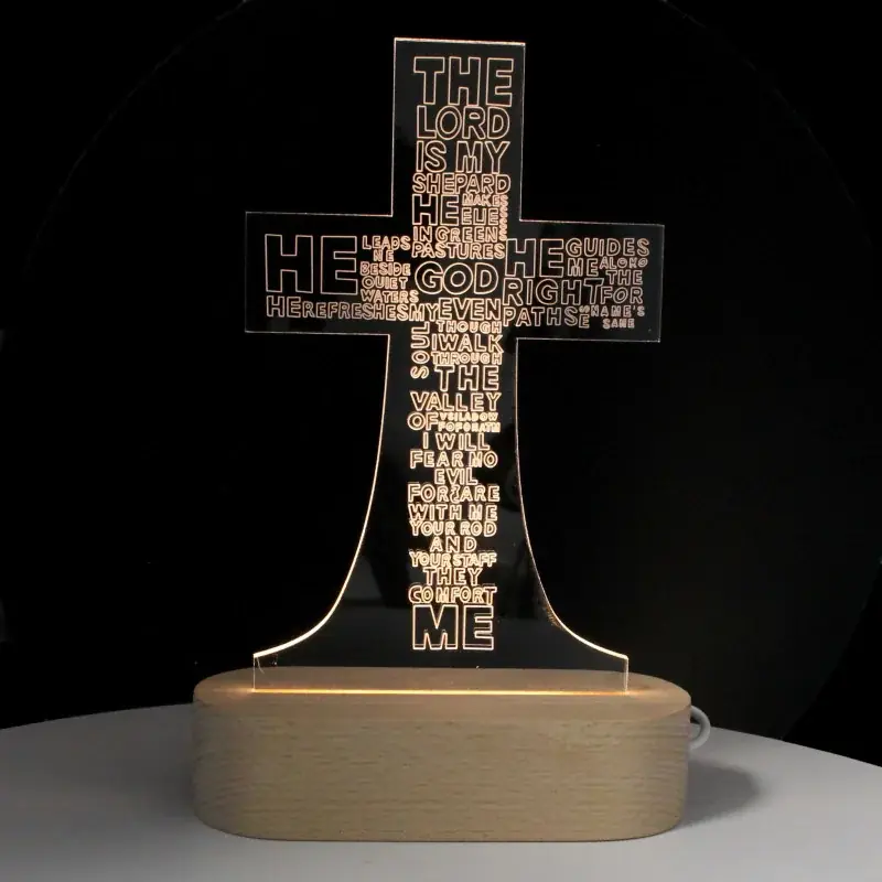 Croix LED avec texte religieux