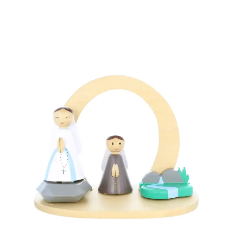 Crèche de l'Apparition en bois 10cm