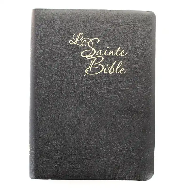 BIBLE SEGOND 1910 Gros caractères couverture en cuir et feuilles dorées avec onglets