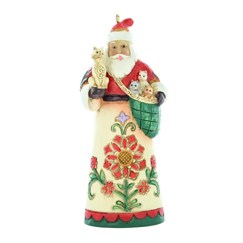 Statue du Père Noël avec un chat dans son sac de 9 cm en résine
