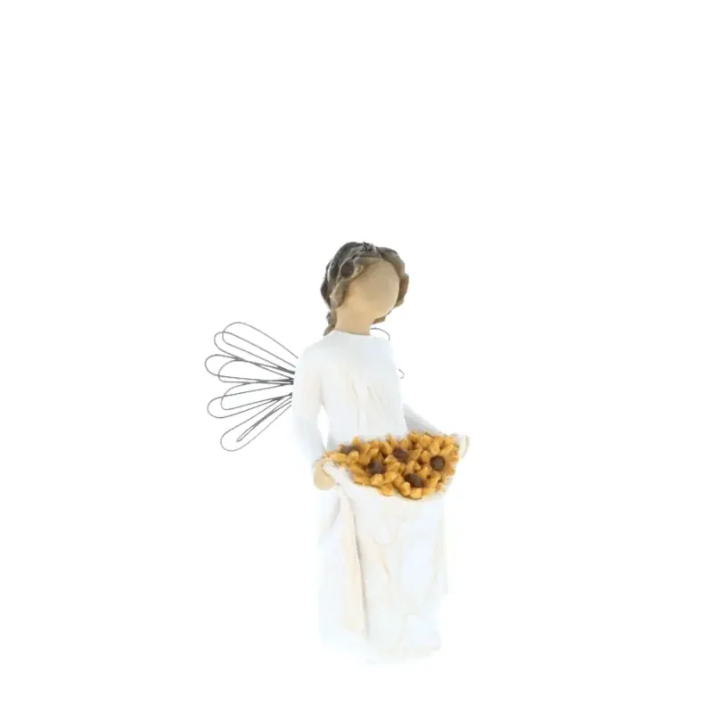 Statue d'un ange portant des tournesols de 10cm en résine
