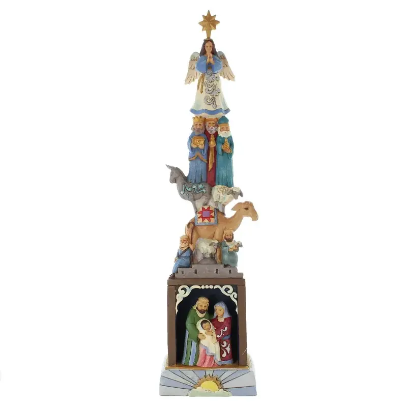 Crèche de 36cm en résine totem led avec lumière