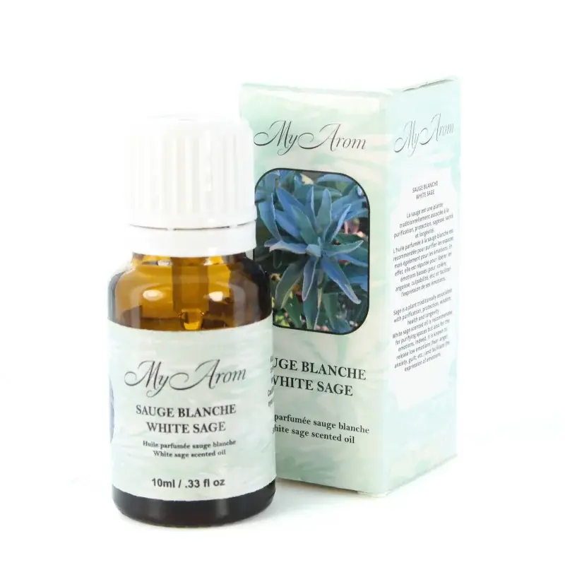 Huile essentielle religieuse parfumée à la Sauge Blanche avec prière 10ml