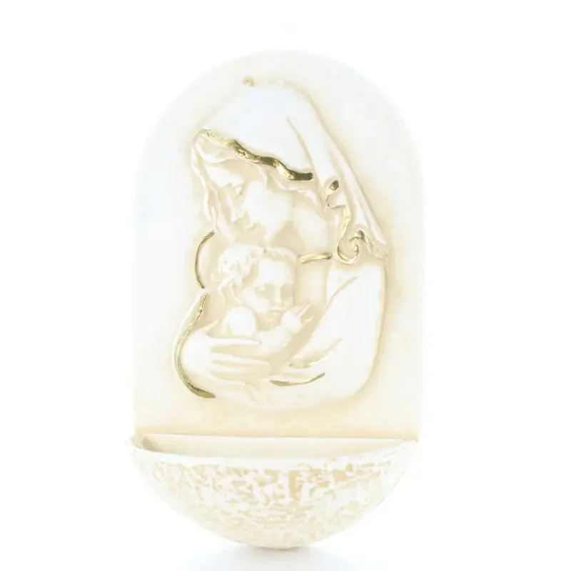 Bénitier Vierge Mère en résine 13cm