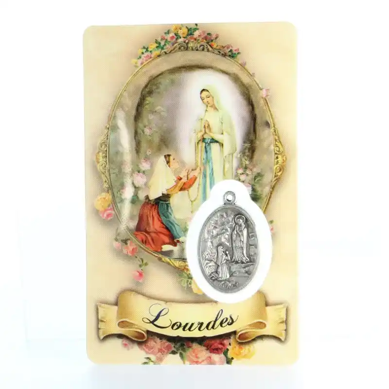 Carte de prière de l'Apparition avec médaille