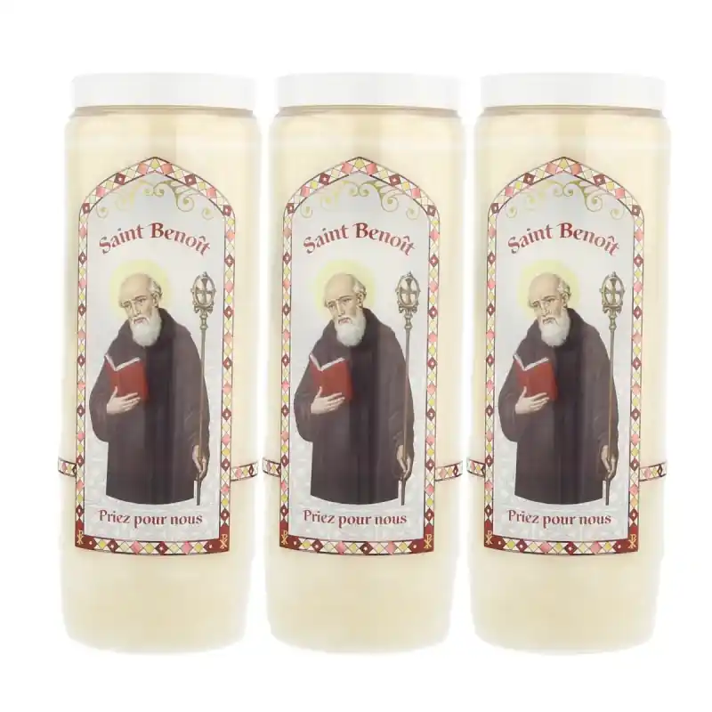 3 Bougies de Neuvaine de Saint Benoît avec prières