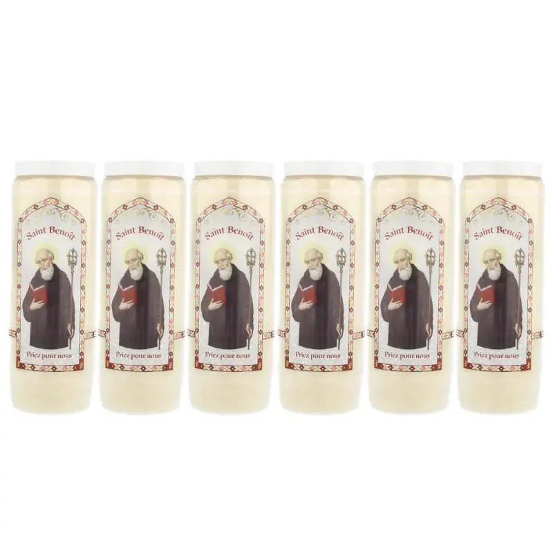 6 Bougies de Neuvaine de Saint Benoît avec prières