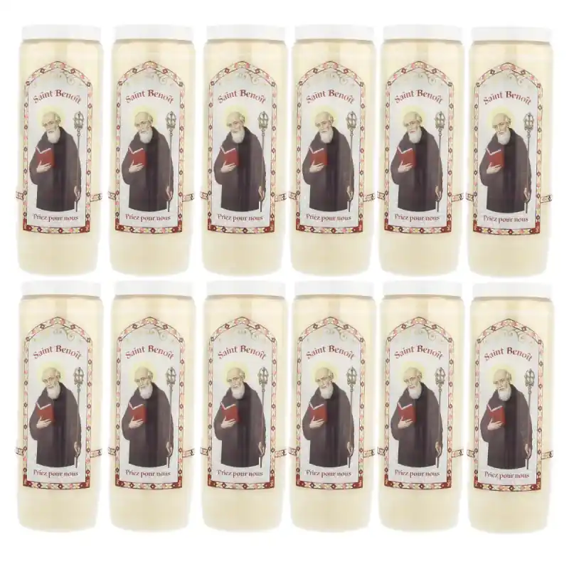 12 Bougies de Neuvaine de Saint Benoît avec prières