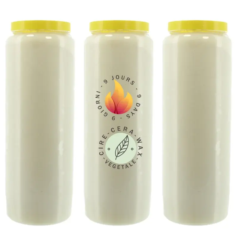3 Bougies de neuvaine blanches en cire végétale