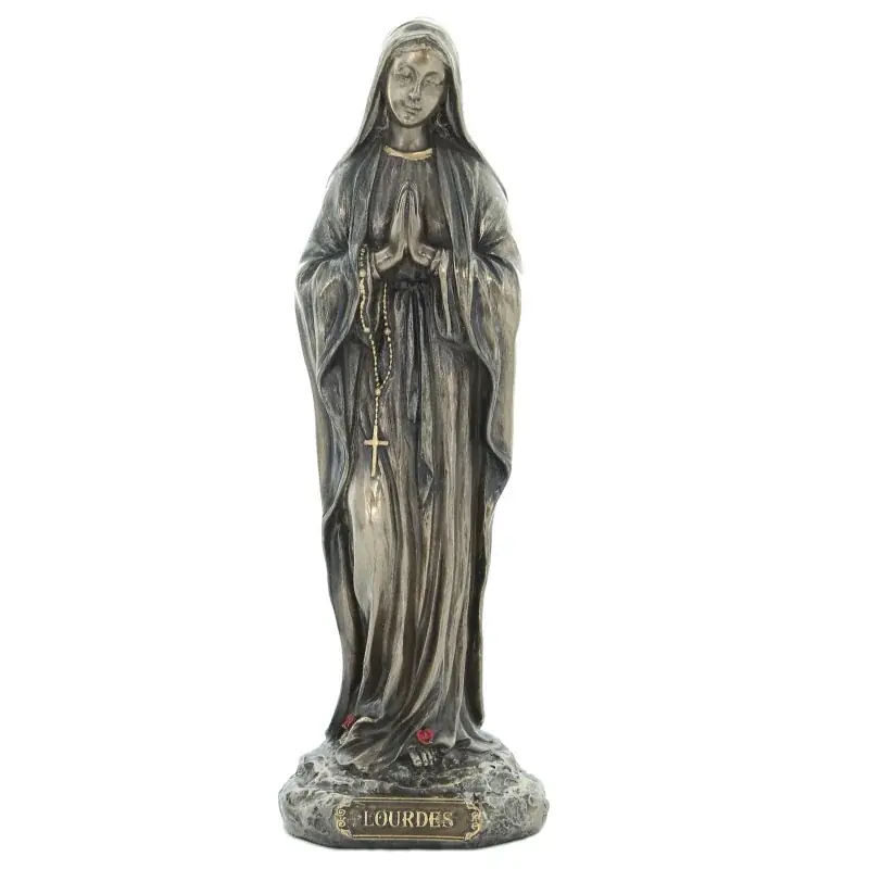 Statue Notre Dame de Lourdes en bronze coulé à froid 20cm