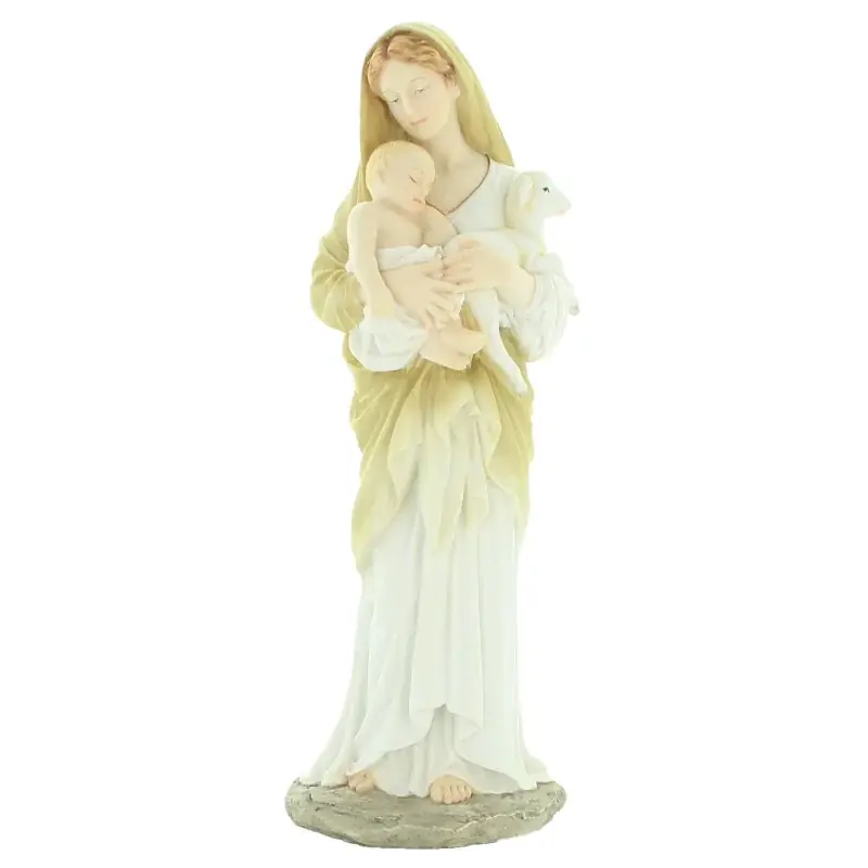Statue de la Vierge à l'enfant en résine peinte à la main de 31cm
