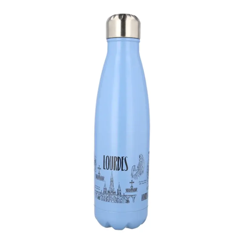 Gourde isotherme en inox "Lourdes" remplie de 500ml d'eau de Lourdes