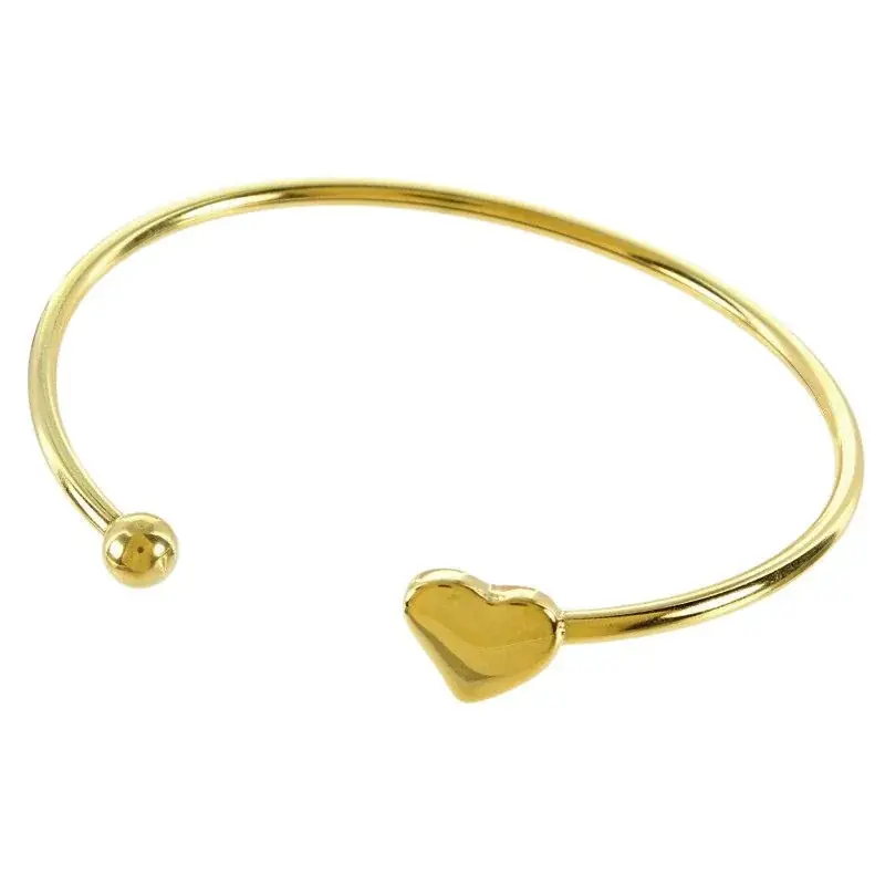 Bracelet doré jonc ouvert avec un coeur