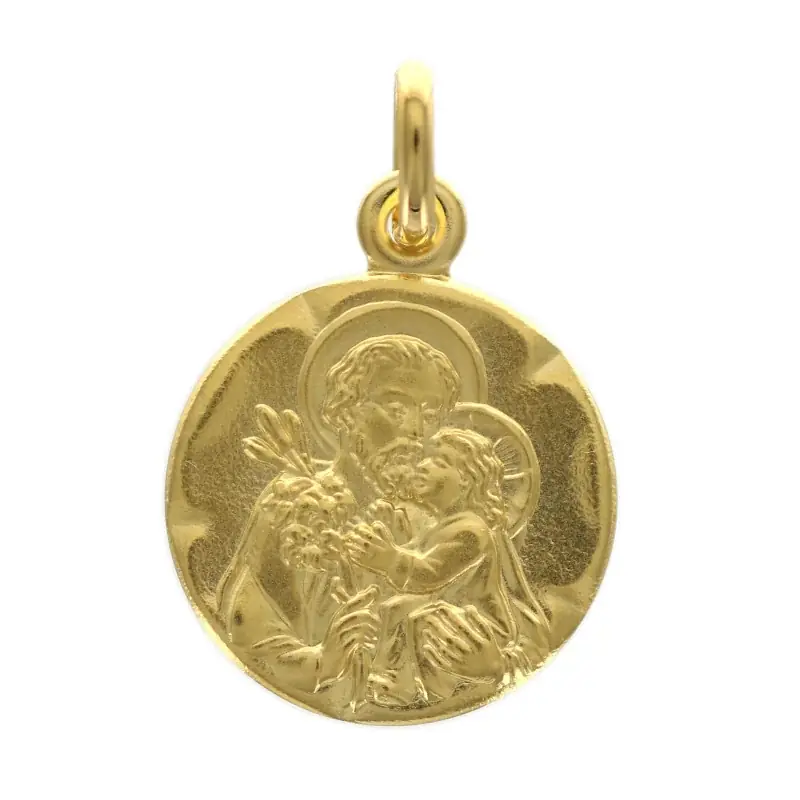 Médaille de Saint Joseph en plaqué or 18mm avec Gravure Personnalisée
