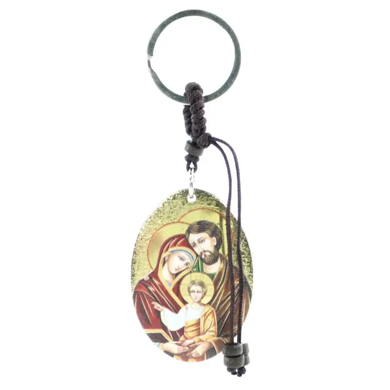 Porte clé ovale de la Sainte Famille et boîte