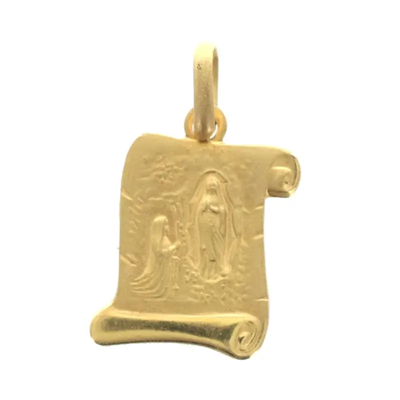 Médaille parchemin en plaqué or 13mm avec Gravure Personnalisée