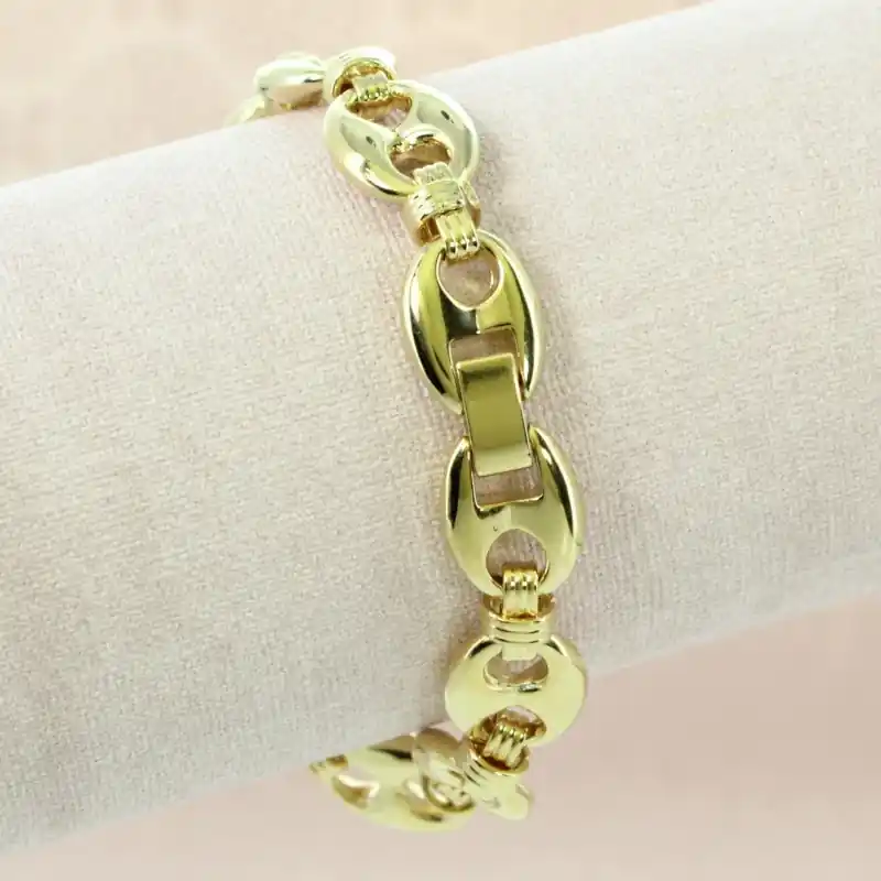 Bracelet Plaqué Or maille grain de café