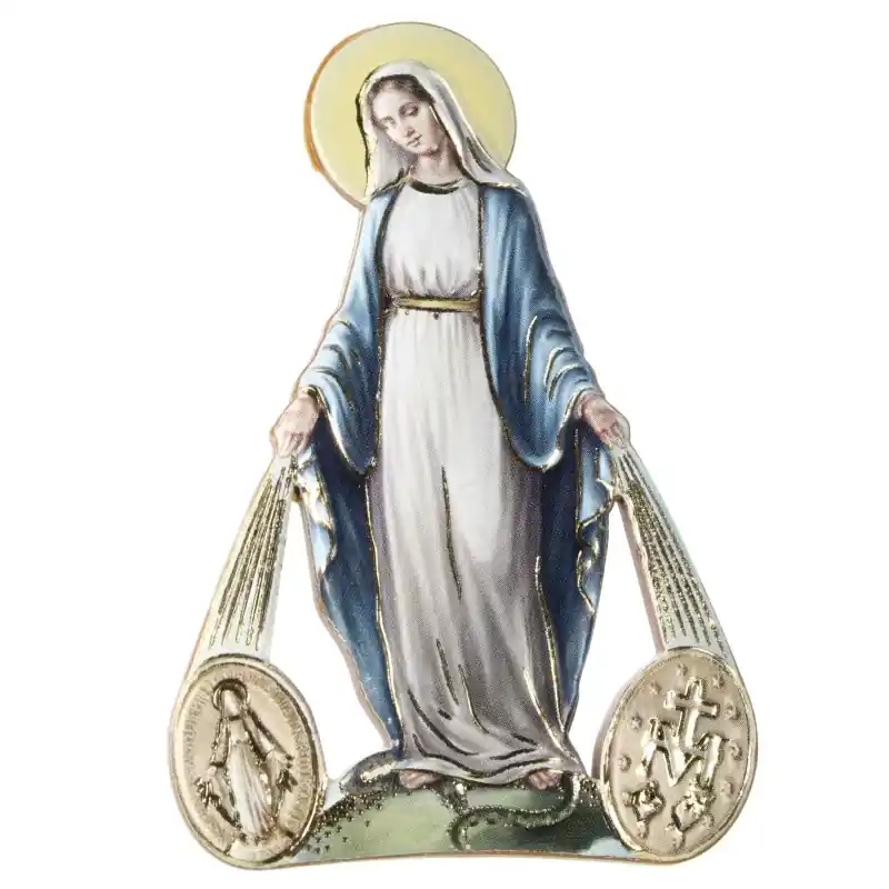 Magnet de la Vierge Miraculeuse en bois