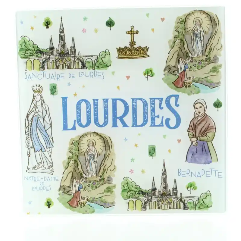Dessous de plat de Lourdes en verre trempé 20x20cm