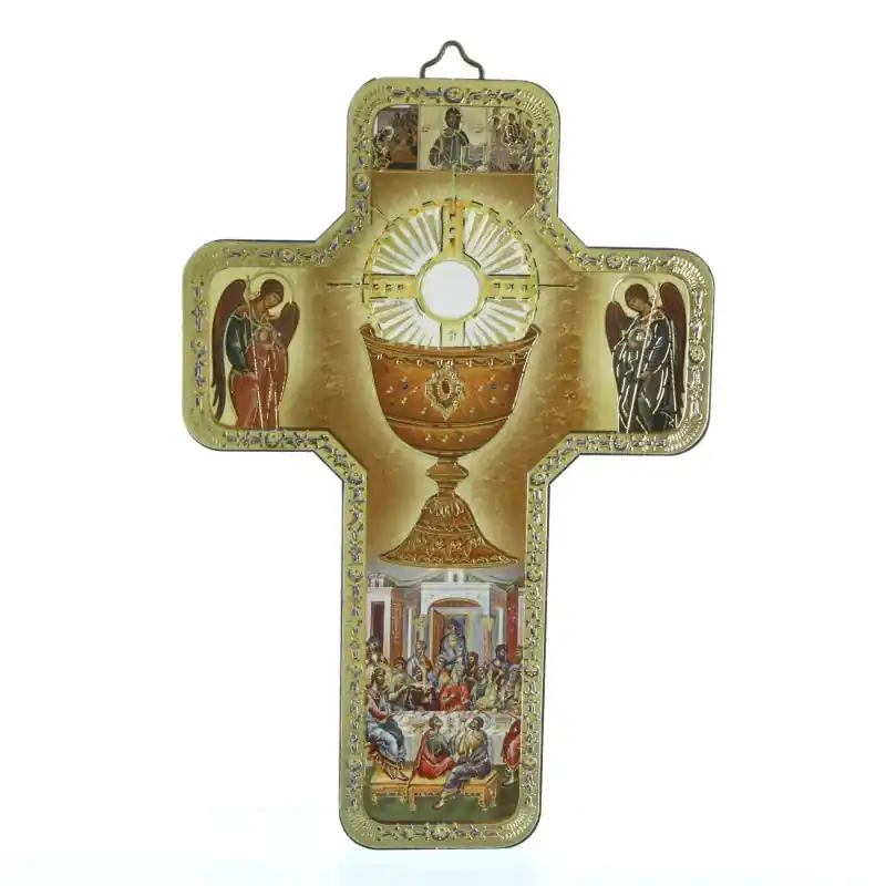 Croix de Communion Style Byzantin en bois avec dorure