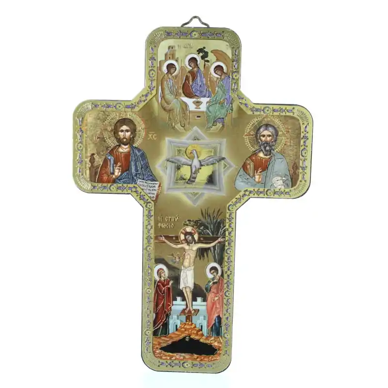 Croix Esprit Saint Style Byzantin en bois avec dorure