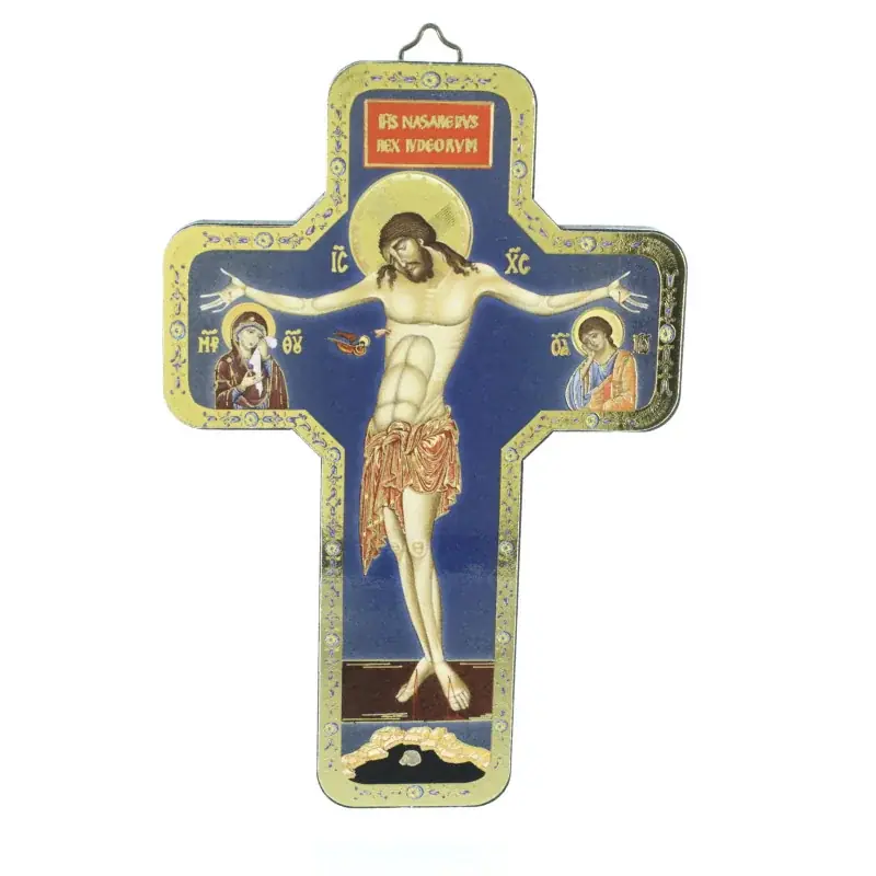 Croix Christ Crucifié Style Byzantin en bois avec dorure