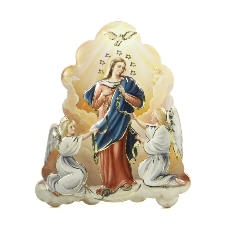 Magnet doré en relief de Marie qui Défait les Noeuds
