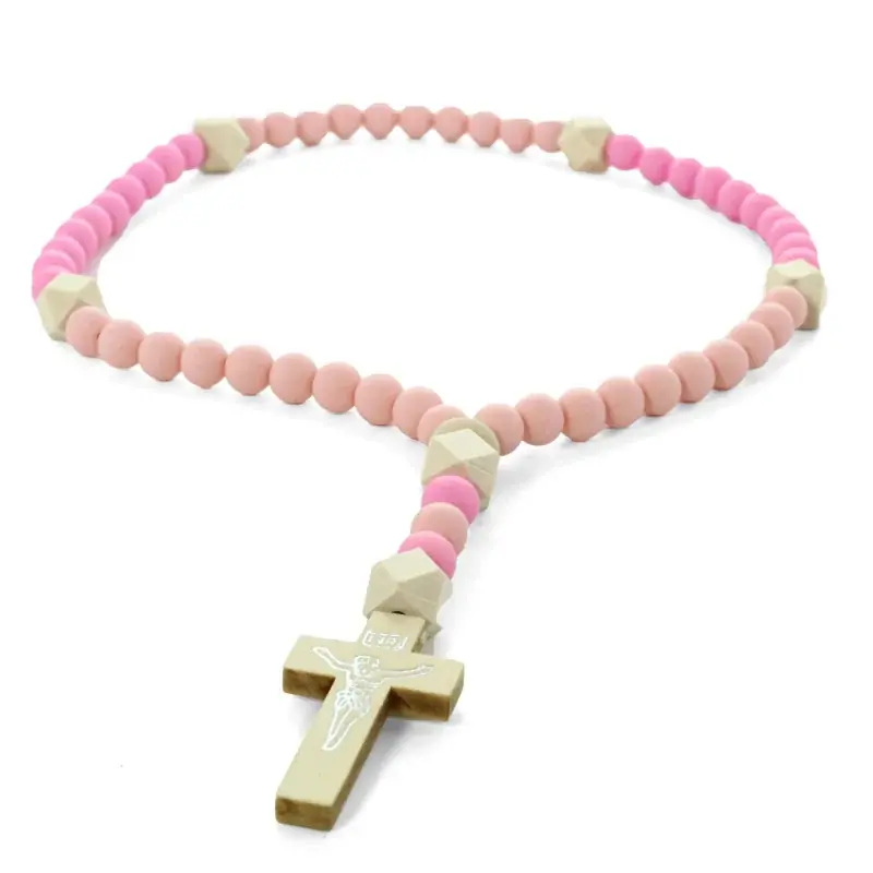 Chapelet pour enfant grains en silicone et bois 8mm