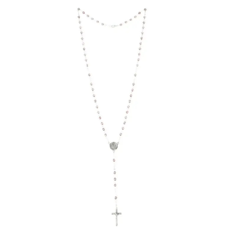Chapelet de l'Apparition en argent et grains en cristal coloré 4mm